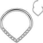 CM Crareesi Mania Teardrop Daith Earrings Hoop Hinged Clicker Rings 16G Helix Cartilage Earrings Hoop 316L Stainless Steel CZ Helix Tragus Daith Septum Clicker Jewellery
